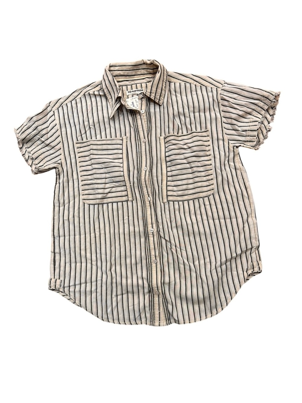 We the Free Free People Christopher linen shirt Tan/Grey Small - Picture 4 of 7